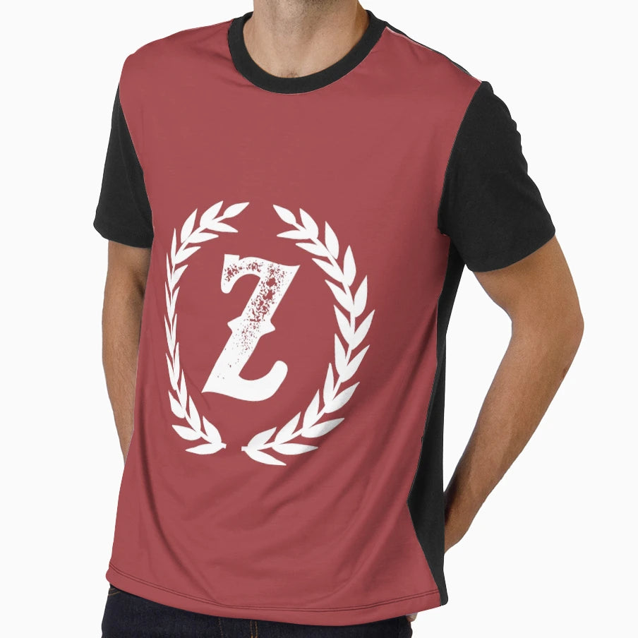 Rustic Red Monogram Letter Z T-Shirt - Aesthetic Graphic Men Women - T-Shirt, Sweatshirt, Hoodie