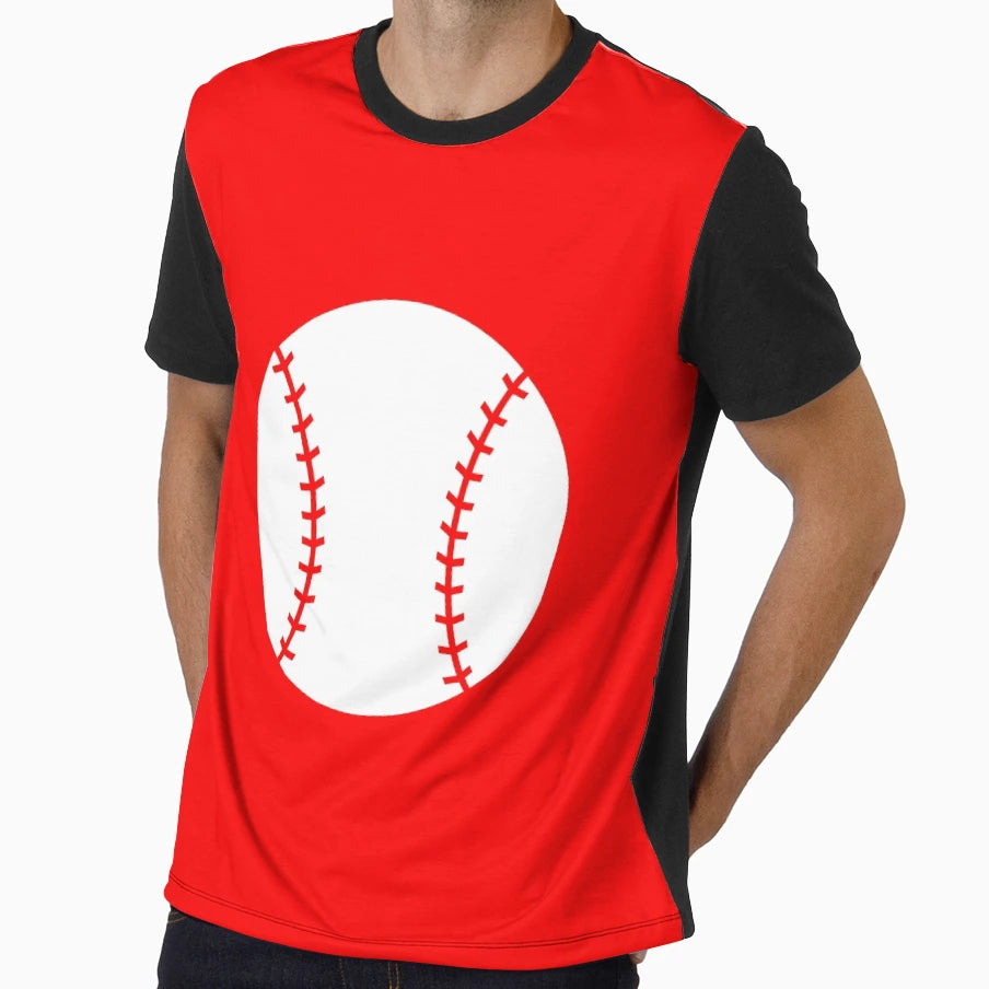 Baseball Red Background T-Shirt - Novelty Apparel for Adults - T-Shirt, Sweatshirt, Hoodie