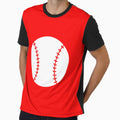 Baseball Red Background T-Shirt - Novelty Apparel for Adults - T-Shirt, Sweatshirt, Hoodie