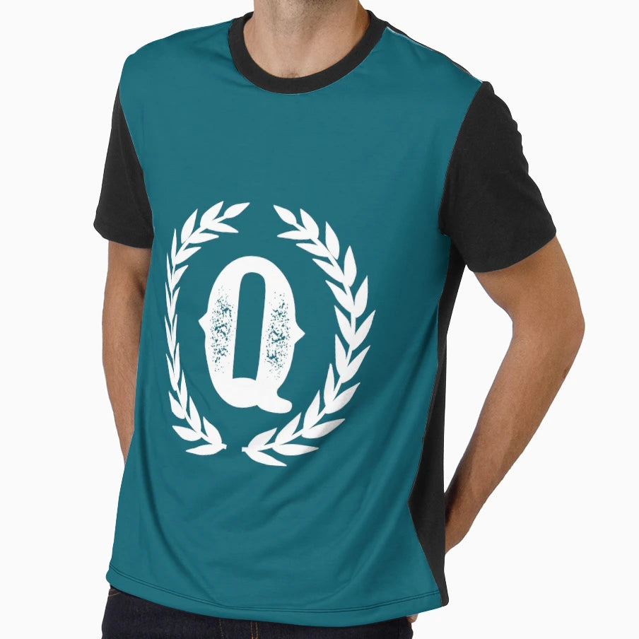 Dark Teal Monogram Letter Q T-Shirt - Streetwear Style Unisex - T-Shirt, Sweatshirt, Hoodie