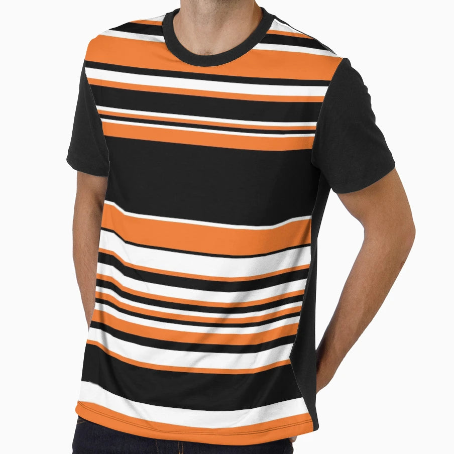 Complex Stripes Orange Black And White T-Shirt - Trendy Graphic Unisex - T-Shirt, Sweatshirt, Hoodie