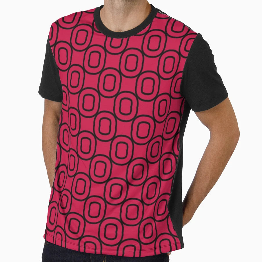 Red And Black Oval Pattern T-Shirt - Custom Art Print Unisex - T-Shirt, Sweatshirt, Hoodie