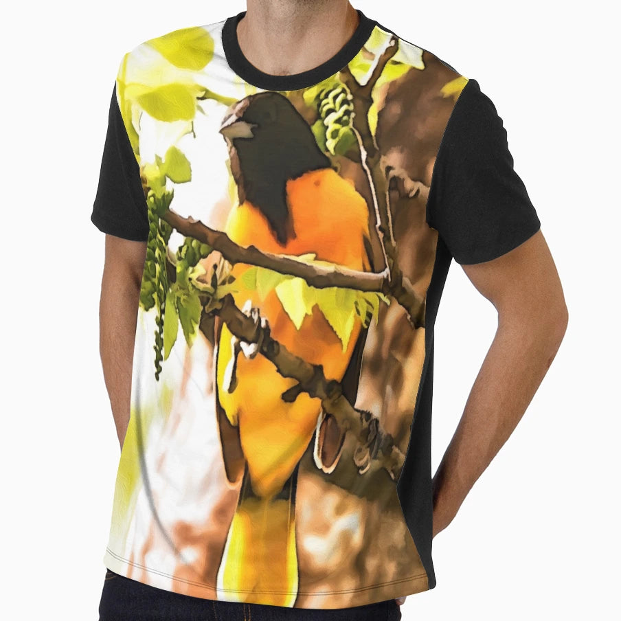 Baltimore Oriole Digital Oil T-Shirt - Fun Novelty Design for Adults - T-Shirt, Sweatshirt, Hoodie