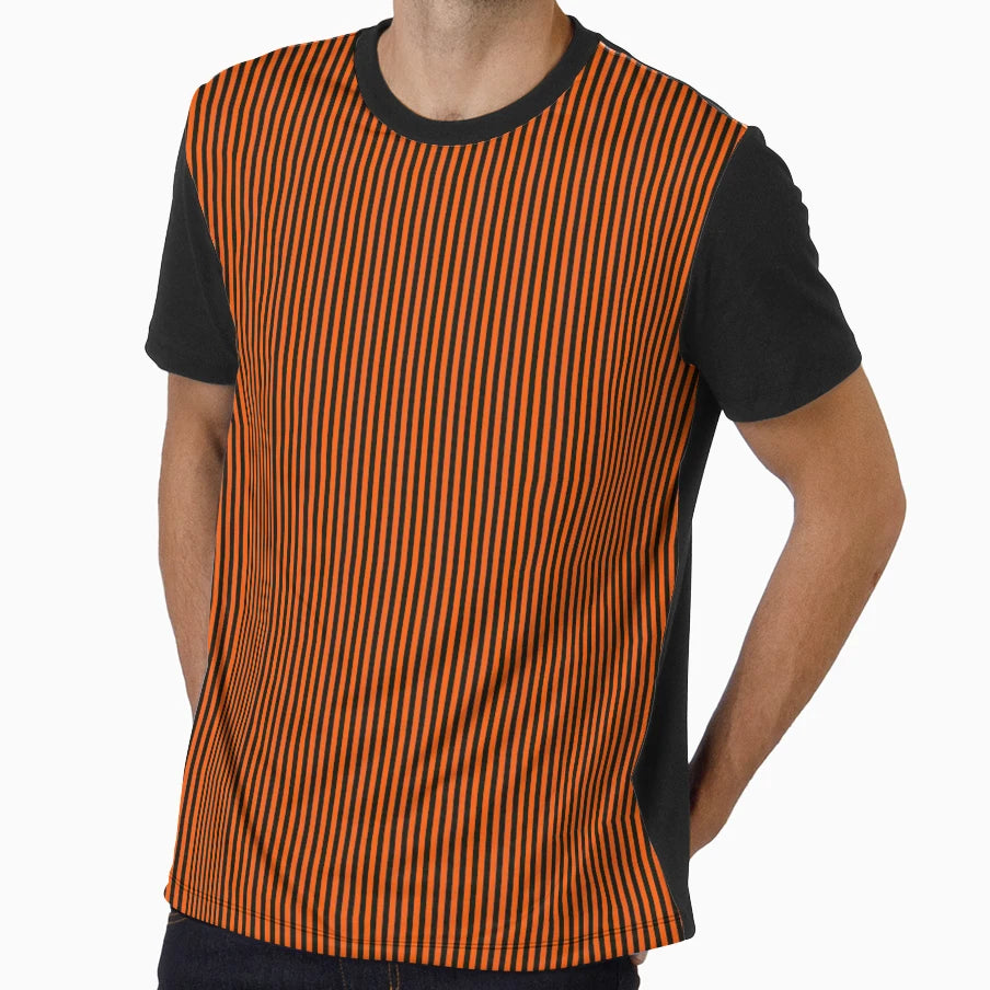 Halloween Stripes Black And Orange T-Shirt - Minimalist Print Men Women - T-Shirt, Sweatshirt, Hoodie