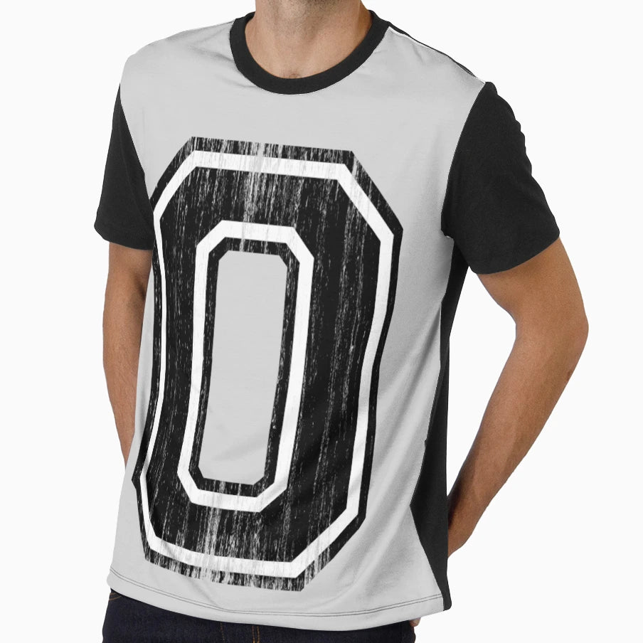 Big Varsity Letter 0 T-Shirt - Graphic Print for Adults - T-Shirt, Sweatshirt, Hoodie