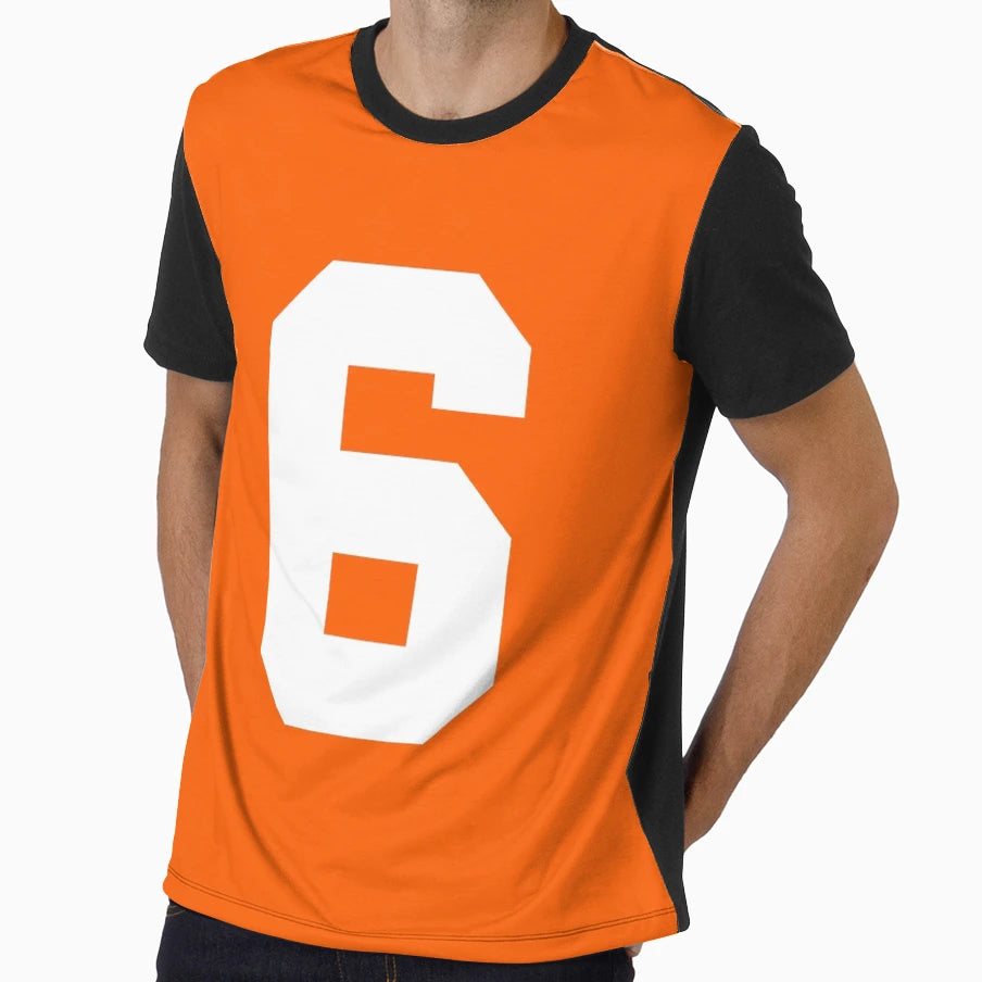 Number 6 Sports Orange T-Shirt - Graphic Print Men Women - T-Shirt, Sweatshirt, Hoodie