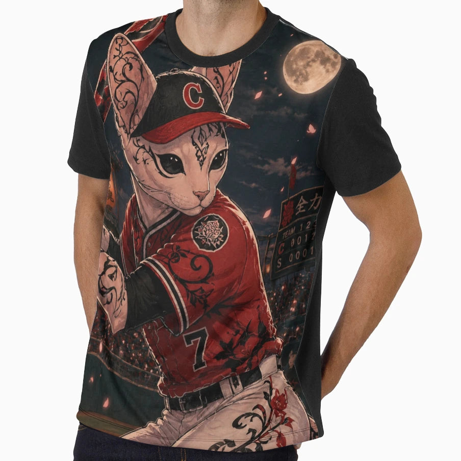 Chamalion Agguy Neko Baseball Night T-Shirt - Aesthetic Graphic Men Women - T-Shirt, Sweatshirt, Hoodie