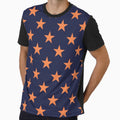 Orange Navy Blue Stars T-Shirt - Minimalist Print for Adults - T-Shirt, Sweatshirt, Hoodie