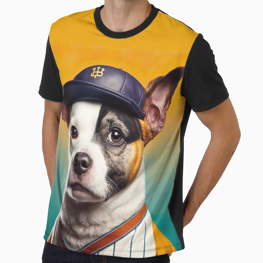 Dog Baseball Uniform Portrait T-Shirt - Custom Art Print Unisex - T-Shirt, Sweatshirt, Hoodie