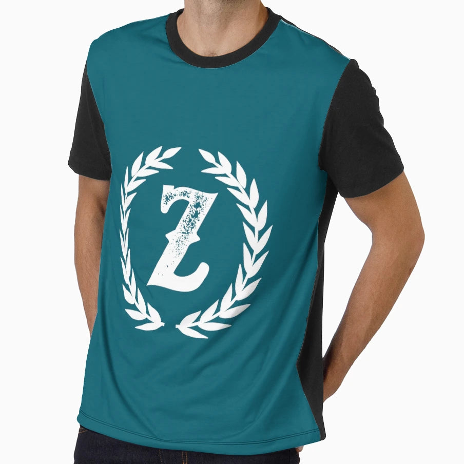 Dark Teal Monogram Letter Z T-Shirt - Novelty Apparel for Adults - T-Shirt, Sweatshirt, Hoodie