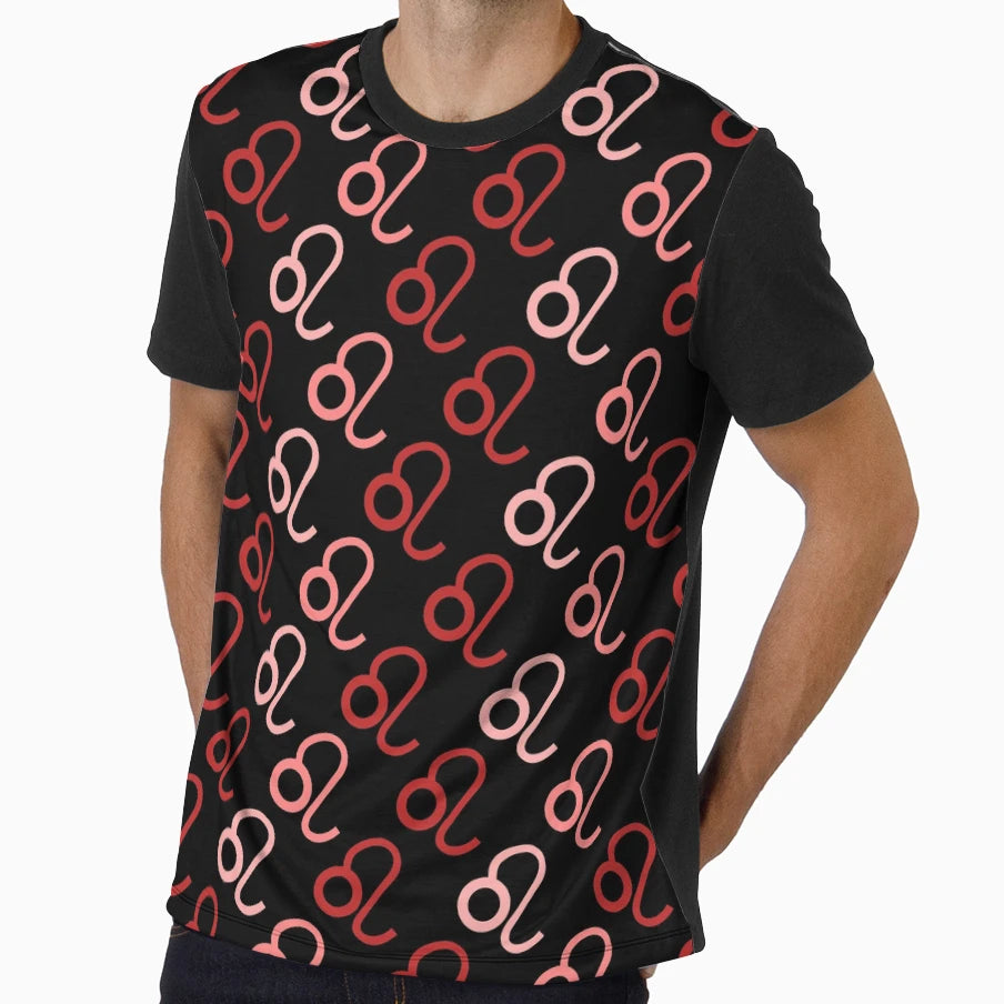 Red Lion Sign Pattern Zodiac Symbol T-Shirt - Graphic Print for Adults - T-Shirt, Sweatshirt, Hoodie
