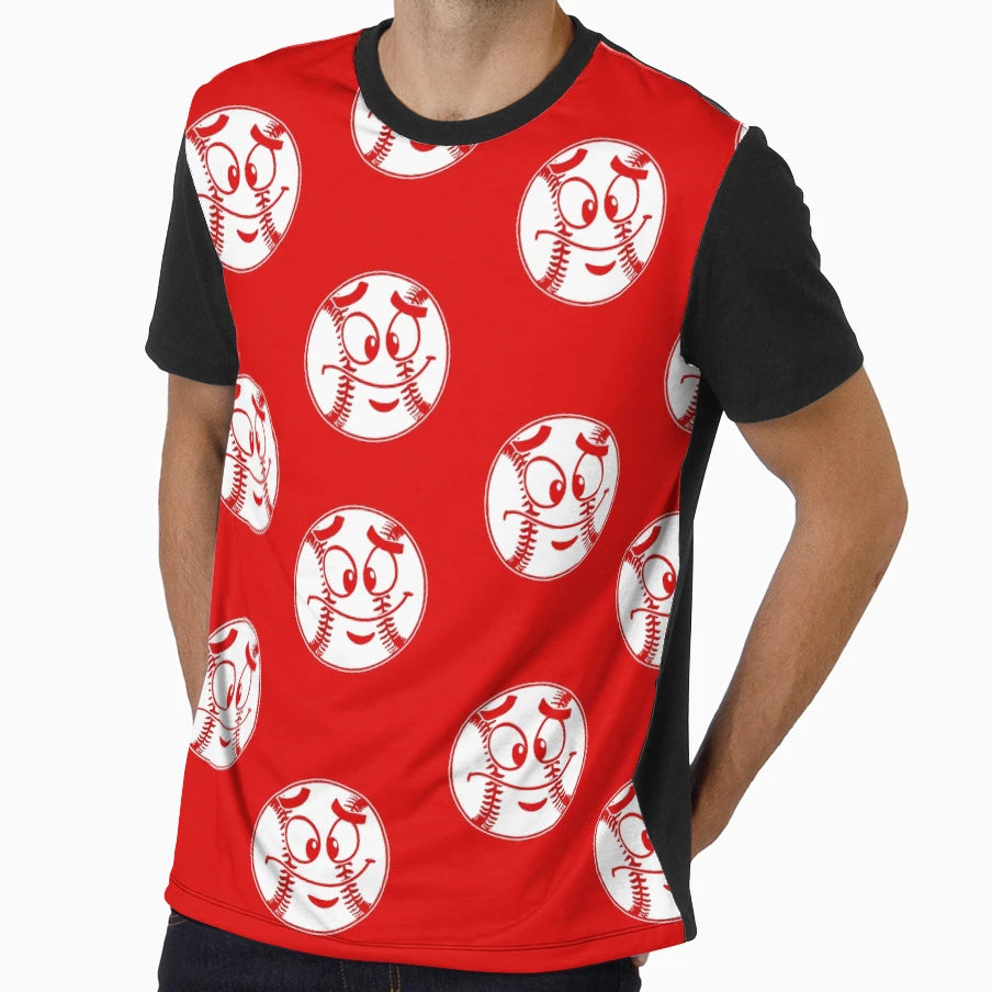 Funny Baseball Cartoon Softball Face T-Shirt - Trendy Graphic Men Women - T-Shirt, Sweatshirt, Hoodie