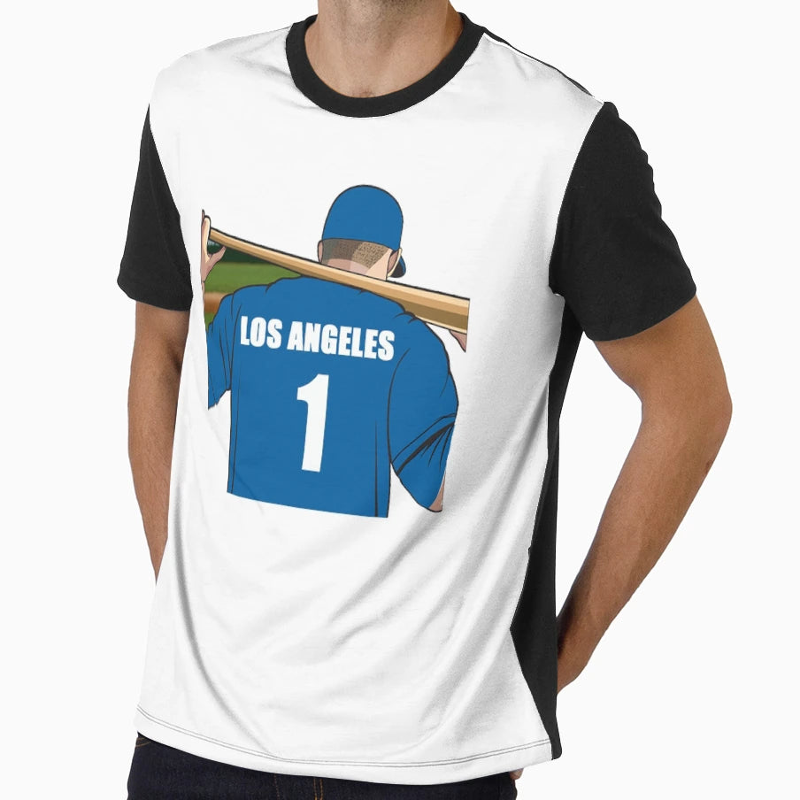 Los Angeles Blue Baseball Jersey T-Shirt - Custom Art Print for Adults - T-Shirt, Sweatshirt, Hoodie