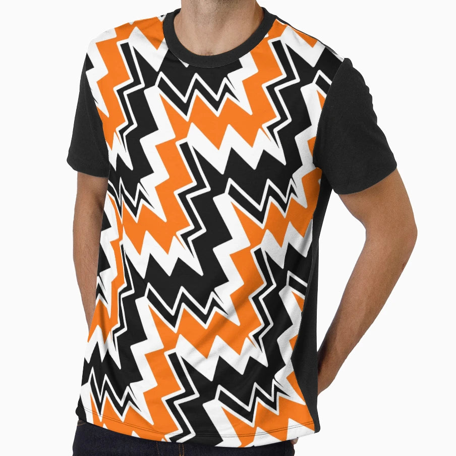 Abstract Geometric Pattern Orange T-Shirt - Casual Everyday Wear Unisex - T-Shirt, Sweatshirt, Hoodie