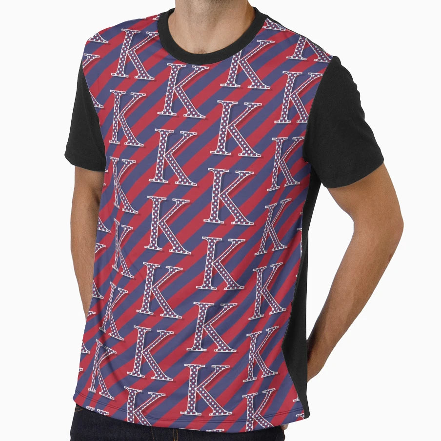 Letter K Americana Old Glory Red And T-Shirt - Aesthetic Graphic Unisex - T-Shirt, Sweatshirt, Hoodie