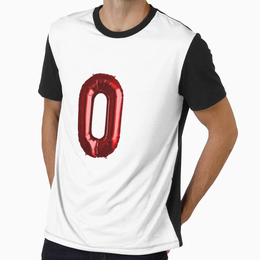 Zero Number 0 Metallic Bright Red T-Shirt - Fun Novelty Design Unisex - T-Shirt, Sweatshirt, Hoodie