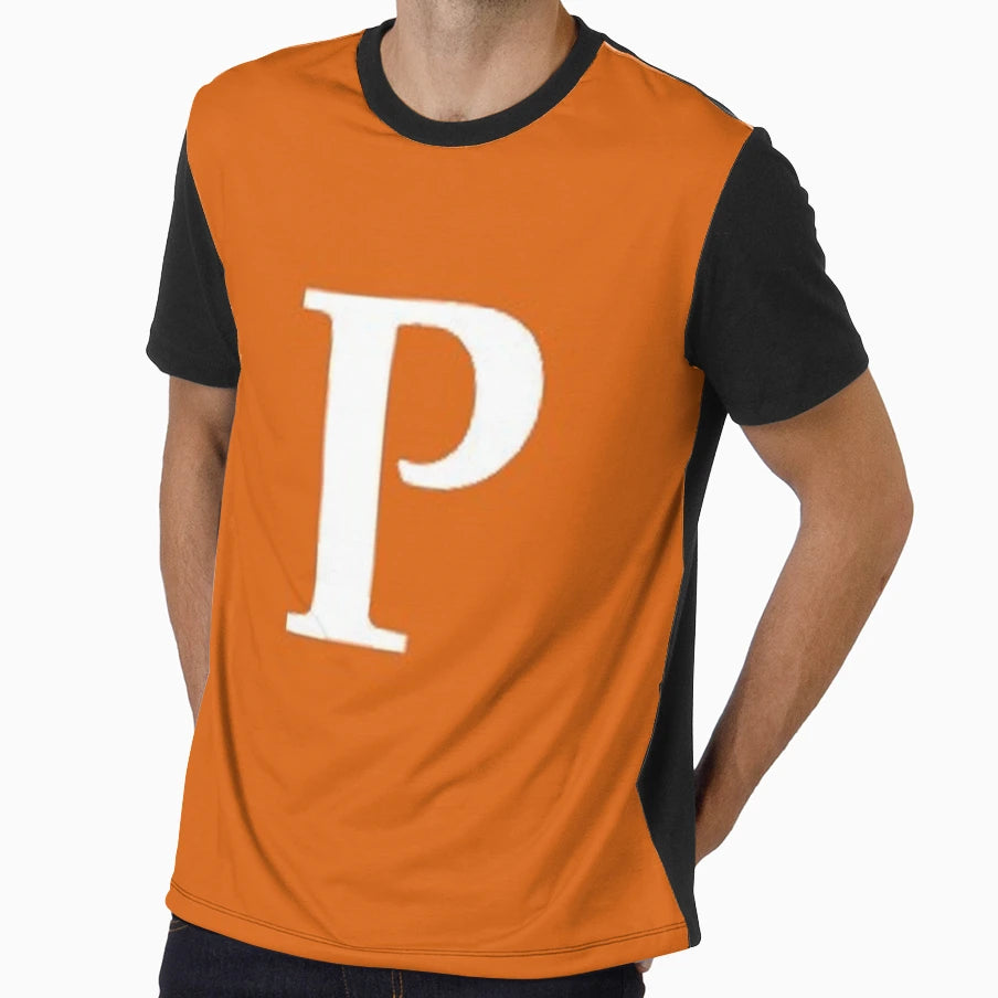 Letter P Orange T-Shirt - Aesthetic Graphic for Adults - T-Shirt, Sweatshirt, Hoodie