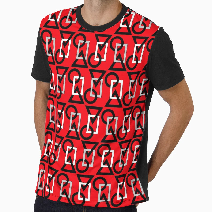 Circle Square Triangle Red T-Shirt - Fun Novelty Design Unisex - T-Shirt, Sweatshirt, Hoodie
