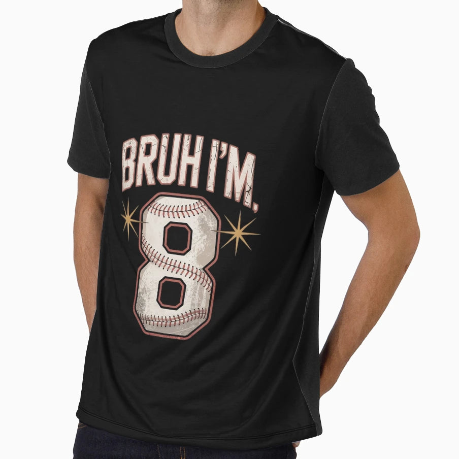 Bruh 8Th Birthday Baseball Bruh Im 8 T-Shirt - Trendy Graphic Men Women - T-Shirt, Sweatshirt, Hoodie