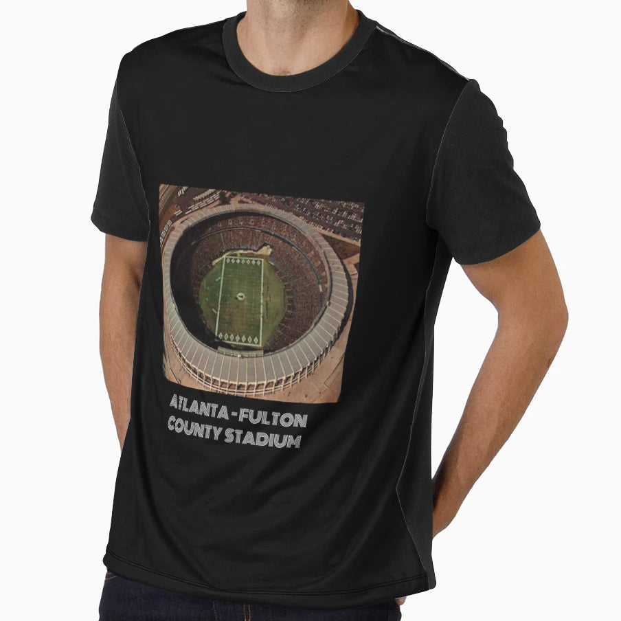 Atlanta Fulton County Stadium Black T-Shirt - Graphic Print Men Women - T-Shirt, Sweatshirt, Hoodie