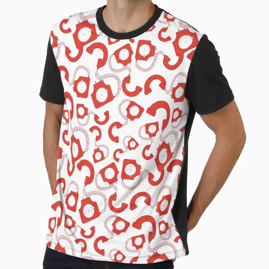 Pattern Red Phones T-Shirt - Custom Art Print Unisex - T-Shirt, Sweatshirt, Hoodie