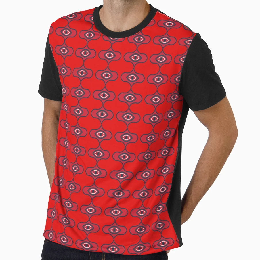 Red Abstract Shape Eyes T-Shirt - Custom Art Print Men Women - T-Shirt, Sweatshirt, Hoodie