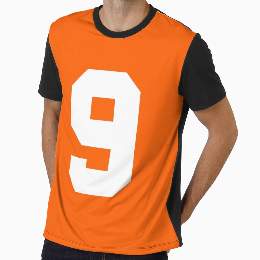 Number 9 Sports Orange T-Shirt - Trendy Graphic Unisex - T-Shirt, Sweatshirt, Hoodie