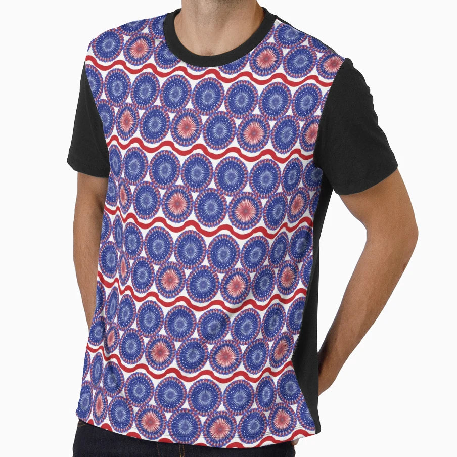 4Th July Usa Red White Blue Circle T-Shirt - Aesthetic Graphic Unisex - T-Shirt, Sweatshirt, Hoodie