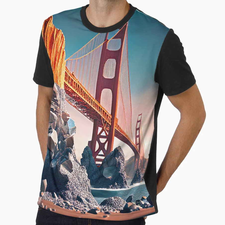 Golden Gate Bridge San Francisco Digital T-Shirt - Streetwear Style Unisex - T-Shirt, Sweatshirt, Hoodie