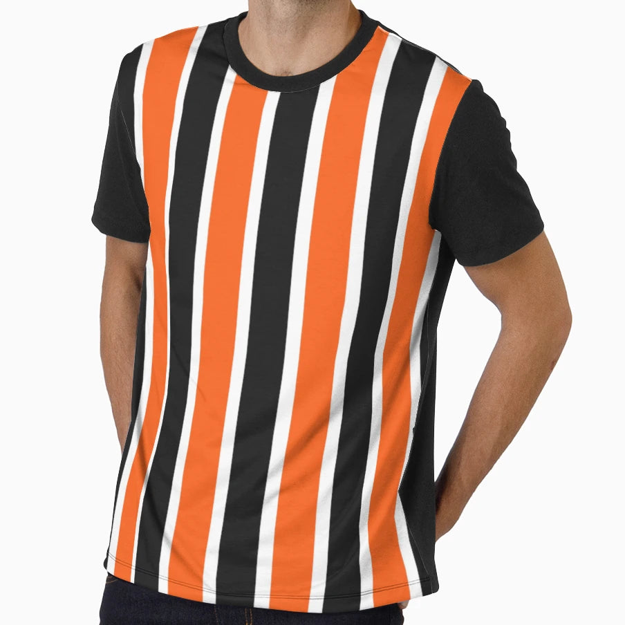 Black And Orange Halloween Stripes T-Shirt - Unique Graphic Unisex - T-Shirt, Sweatshirt, Hoodie