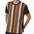 Orange White Stripes Black T-Shirt - Casual Everyday Wear for Adults - T-Shirt, Sweatshirt, Hoodie