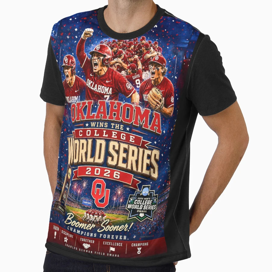 Oklahoma Wins College Baseball World T-Shirt - Custom Art Print Men Women - T-Shirt, Sweatshirt, Hoodie