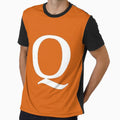 Letter Q Orange T-Shirt - Fun Novelty Design Unisex - T-Shirt, Sweatshirt, Hoodie