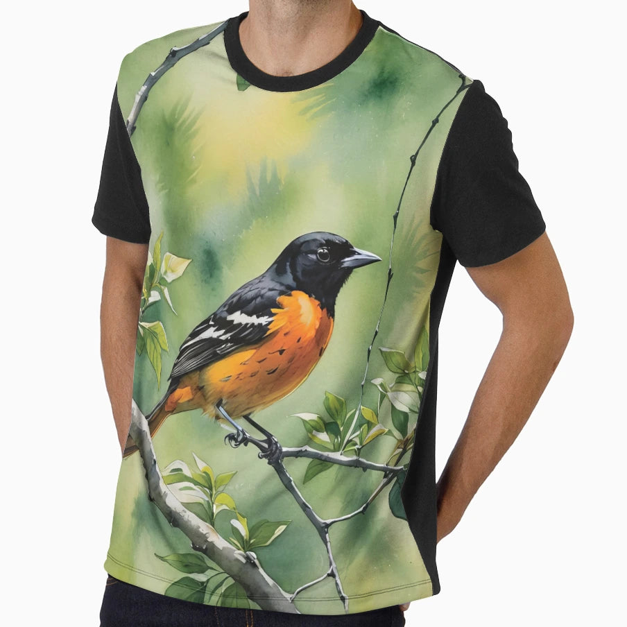 Baltimore Oriole Watercolor T-Shirt - Fun Novelty Design Men Women - T-Shirt, Sweatshirt, Hoodie