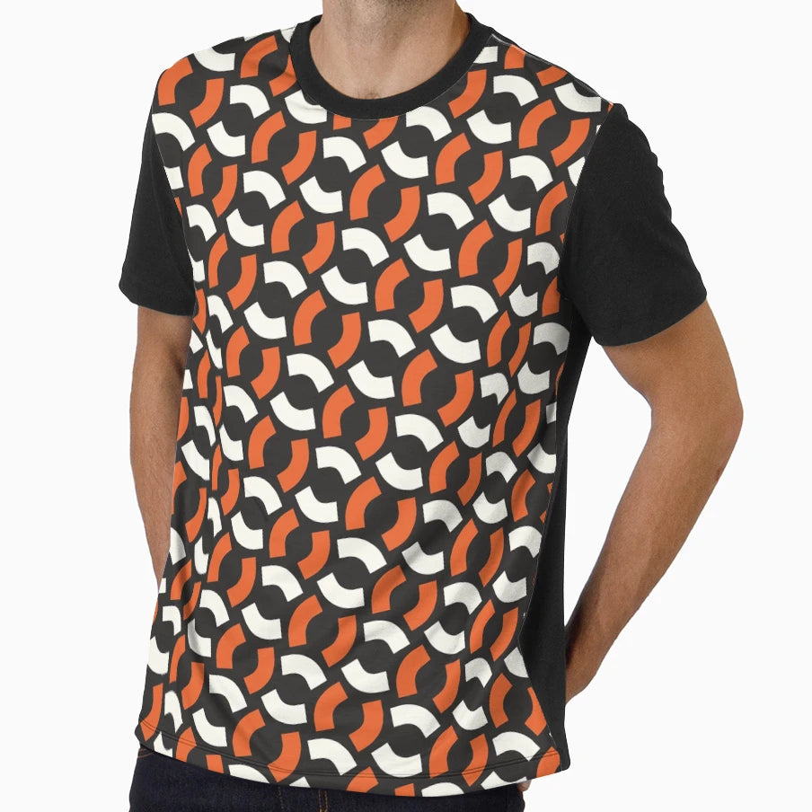 Orange White Concentric Circles T-Shirt - Trendy Graphic for Adults - T-Shirt, Sweatshirt, Hoodie