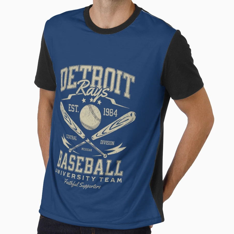 Detroit Baseball Blue Team T-Shirt - Fun Novelty Design Unisex - T-Shirt, Sweatshirt, Hoodie