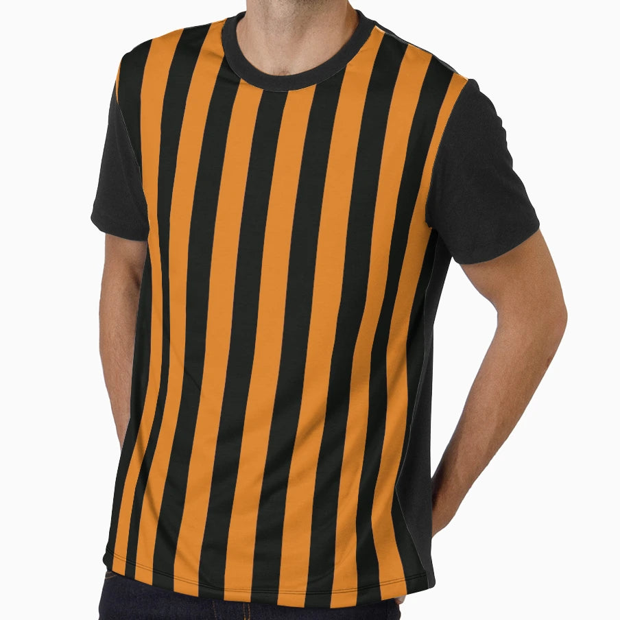 Black And Orange Stripe Pattern T-Shirt - Minimalist Print for Adults - T-Shirt, Sweatshirt, Hoodie