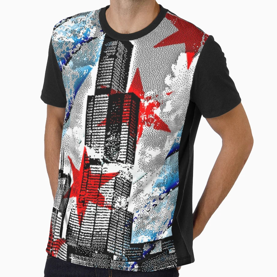Chicago Flag Skyline Tower T-Shirt - Unique Graphic Men Women - T-Shirt, Sweatshirt, Hoodie