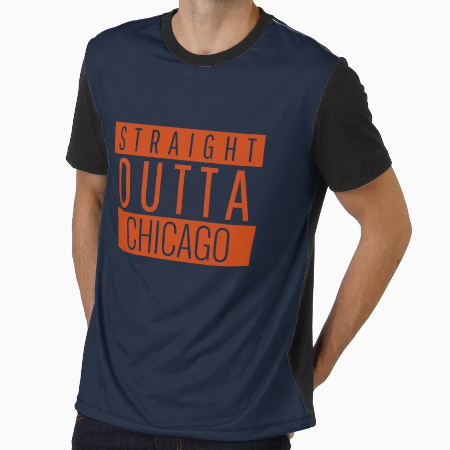 Straight Outta Chicago Football T-Shirt - Casual Everyday Wear for Adults - T-Shirt, Sweatshirt, Hoodie