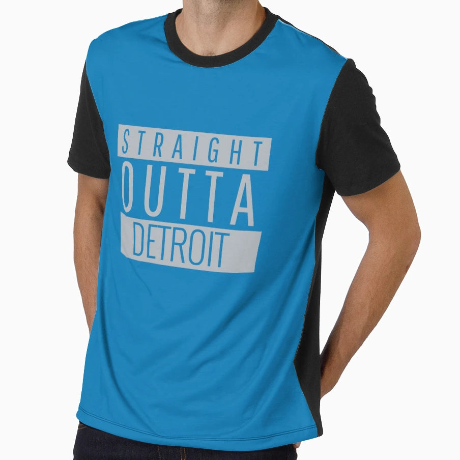 Straight Outta Detroit Football T-Shirt - Fun Novelty Design Unisex - T-Shirt, Sweatshirt, Hoodie