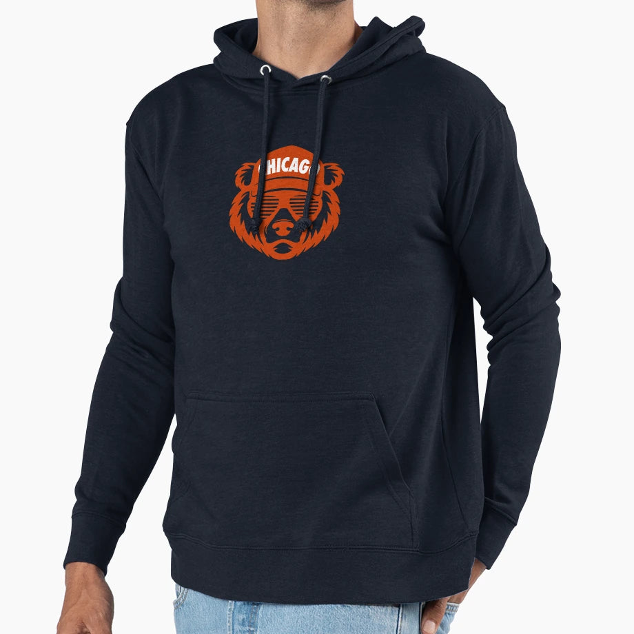 Chicago Bear Face Hoodie - Fun Novelty Design for Adults - T-Shirt, Sweatshirt, Hoodie