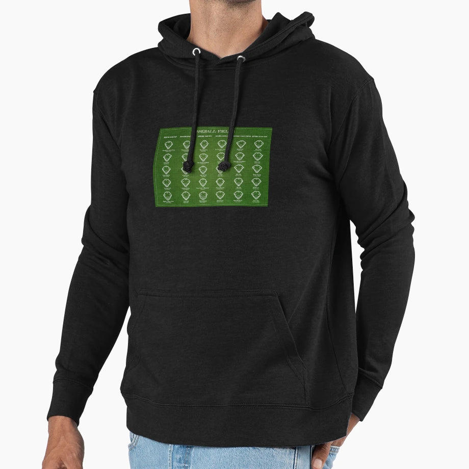 Baseball Fields Green Version Hoodie - Fun Novelty Design Unisex - T-Shirt, Sweatshirt, Hoodie