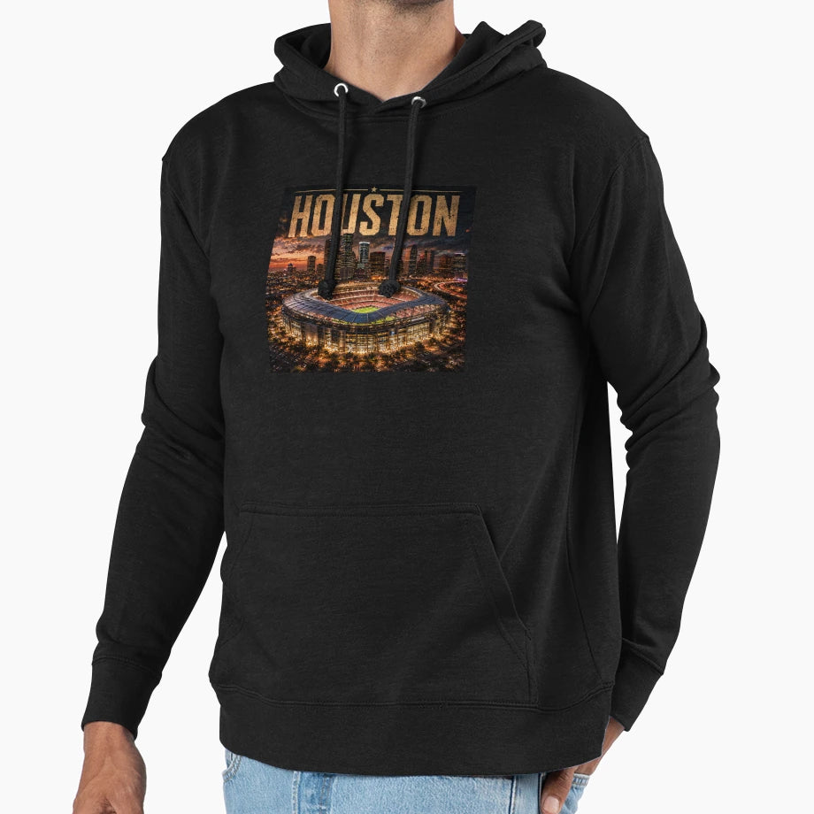 Houston Stadium Texas Cinematic Stadium Hoodie - Unique Graphic for Adults - T-Shirt, Sweatshirt, Hoodie