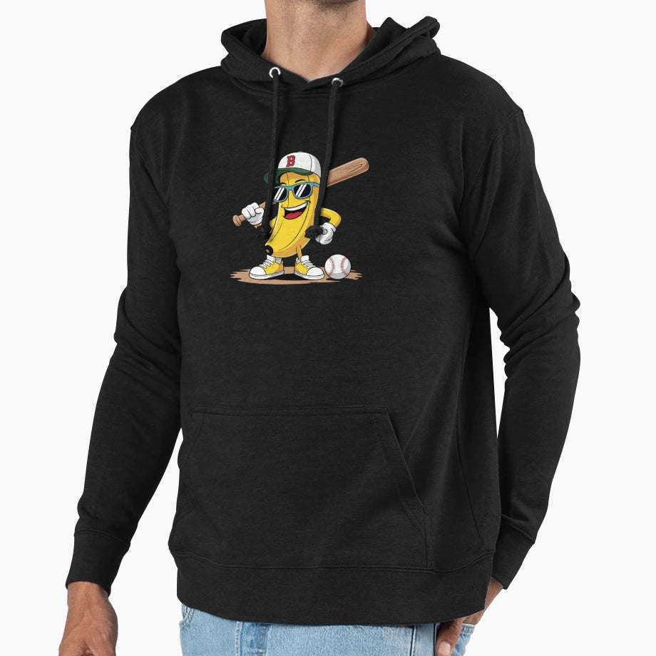 Banana Baseball Funky Banana Baseball Hoodie - Minimalist Print for Adults - T-Shirt, Sweatshirt, Hoodie