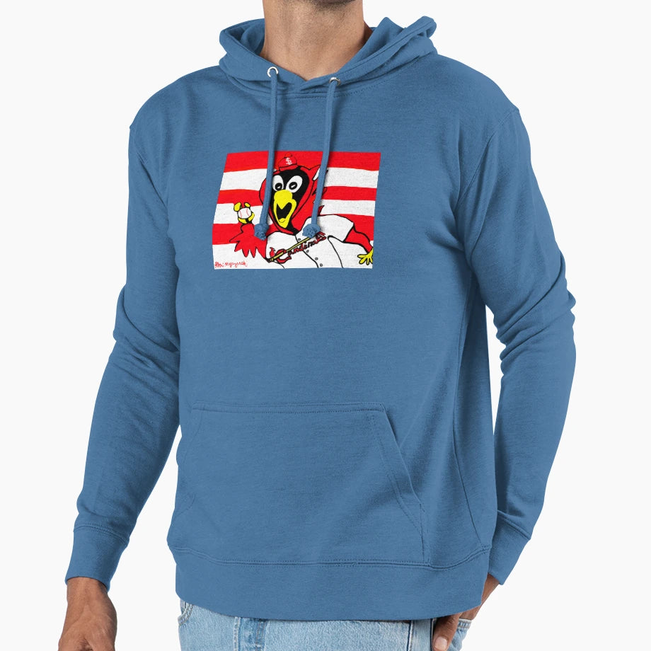 St Louis Cardinals Fredbird Mlb Mascot Hoodie - Novelty Apparel for Adults - T-Shirt, Sweatshirt, Hoodie