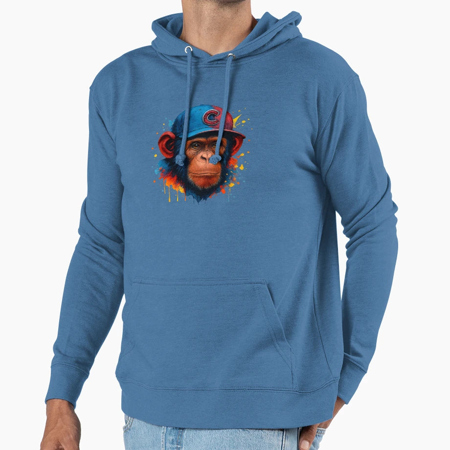 Chimp Baseball Cap Hoodie - Graphic Print Unisex - T-Shirt, Sweatshirt, Hoodie