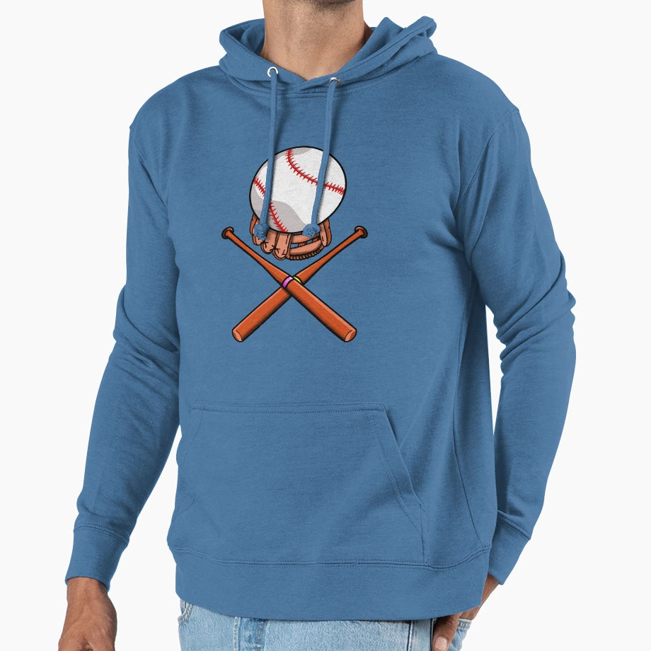 Baseball Pattern Hoodie - Casual Everyday Wear for Adults - T-Shirt, Sweatshirt, Hoodie