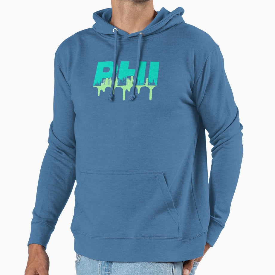 Philadelphia Silhouetted Skyline Hoodie - Unique Graphic for Adults - T-Shirt, Sweatshirt, Hoodie