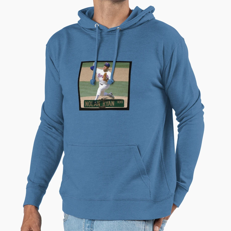 Nolan Ryan Blvd Hoodie - Minimalist Print Men Women - T-Shirt, Sweatshirt, Hoodie
