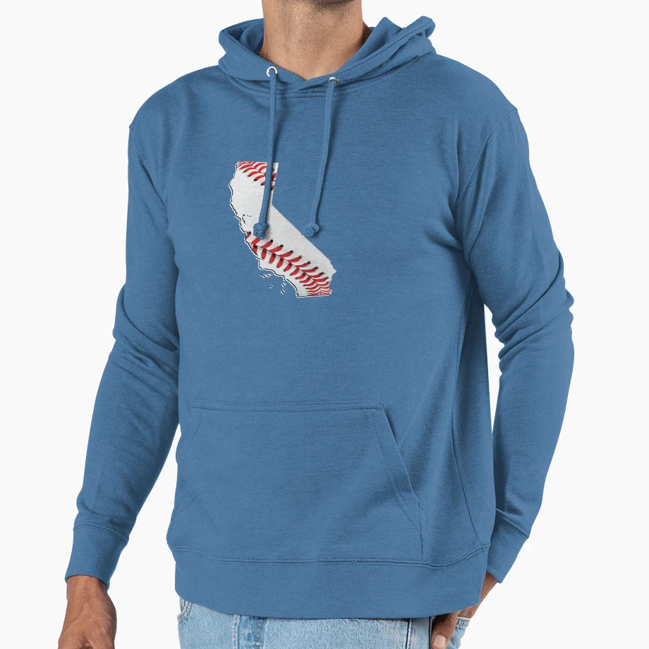 California Usa Map Real Baseball Hoodie - Unique Graphic Unisex - T-Shirt, Sweatshirt, Hoodie